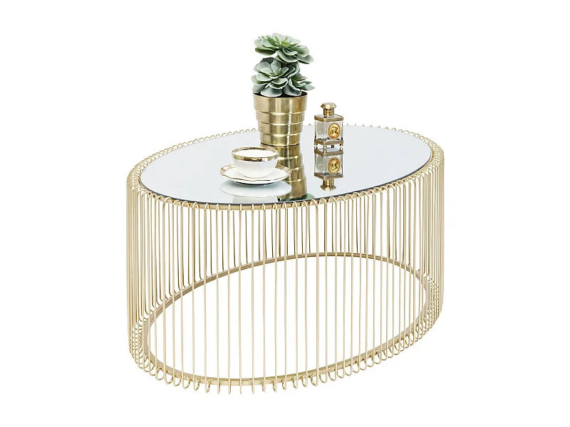 Table basse Wire Uno laiton 60x90cm