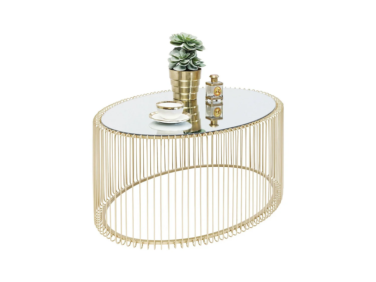 Table basse Wire Uno laiton 60x90cm