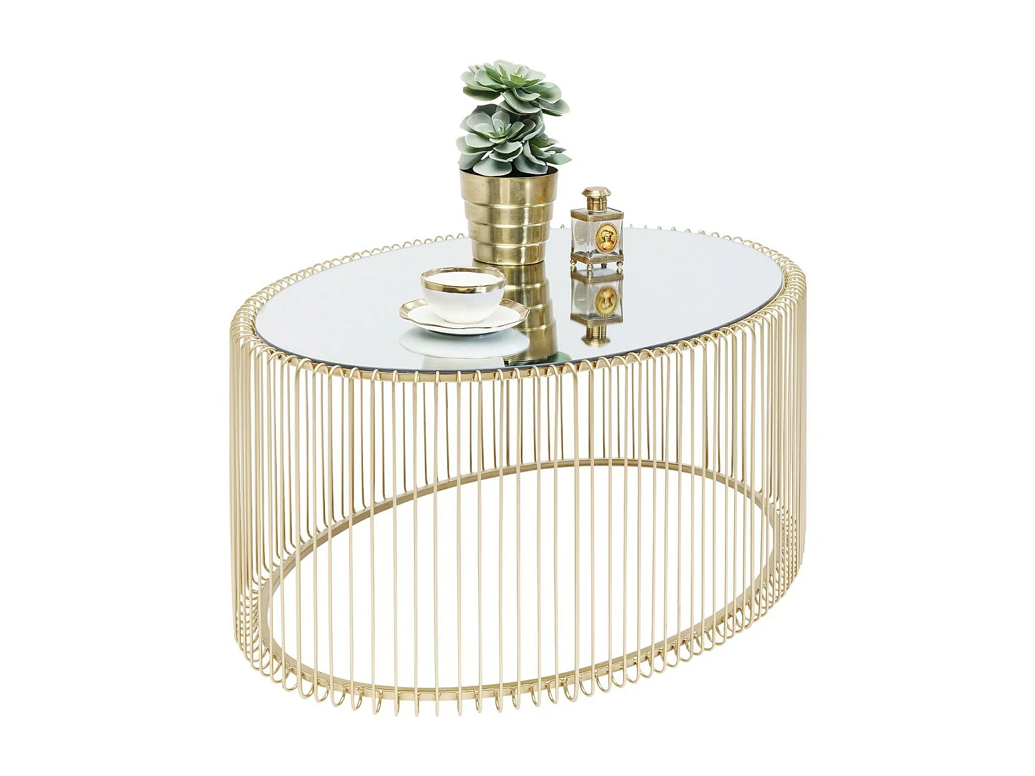 Tavolino da caffè Wire Uno ottone 60x90cm