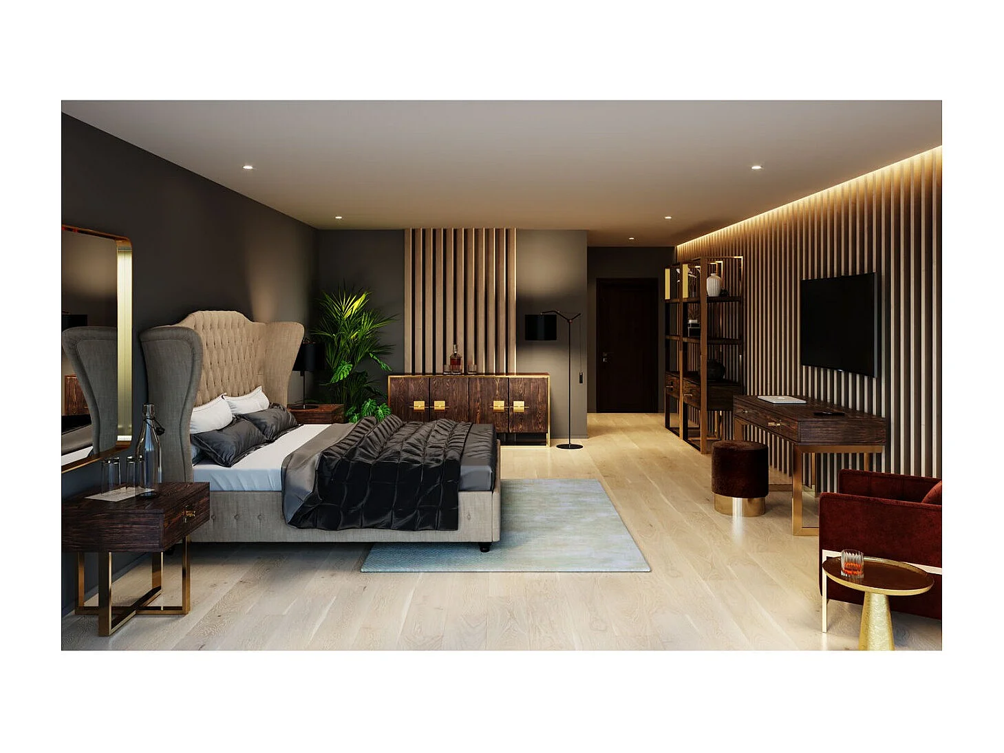 Spiegel Curve Rectangular Brass 80x120cm