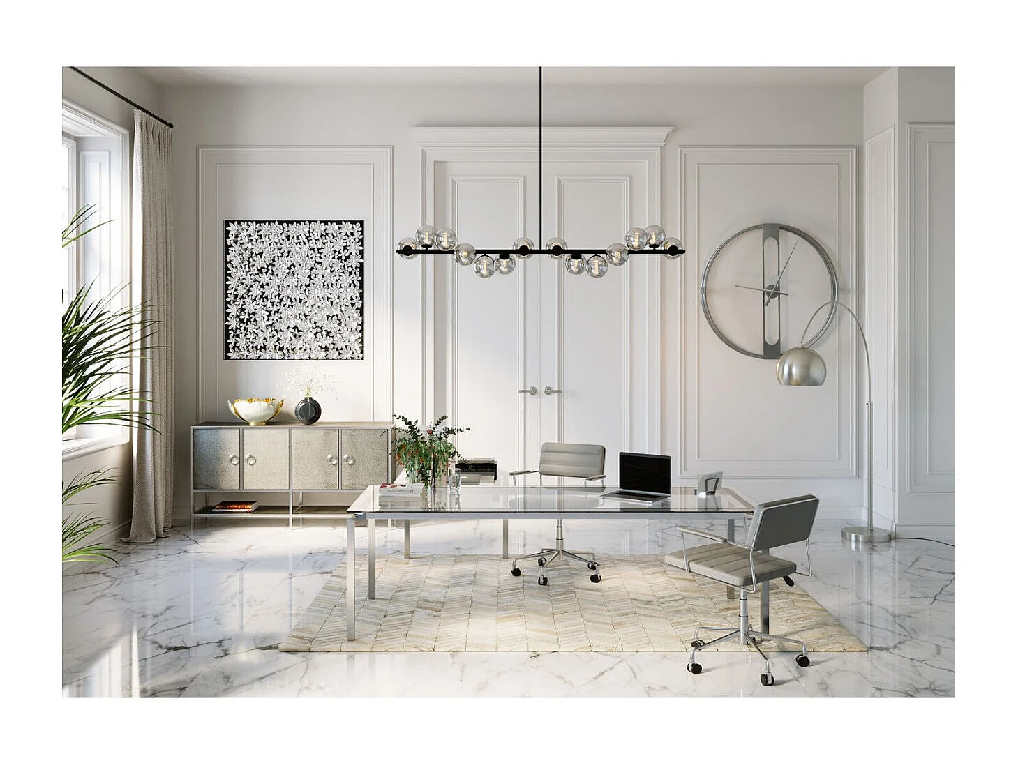 Wanduhr Clip Silber Ø60cm