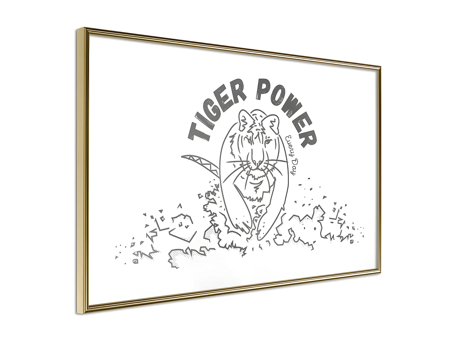 Affiche Murale Encadrée "Inner Tiger" 90 x 60 cm Or