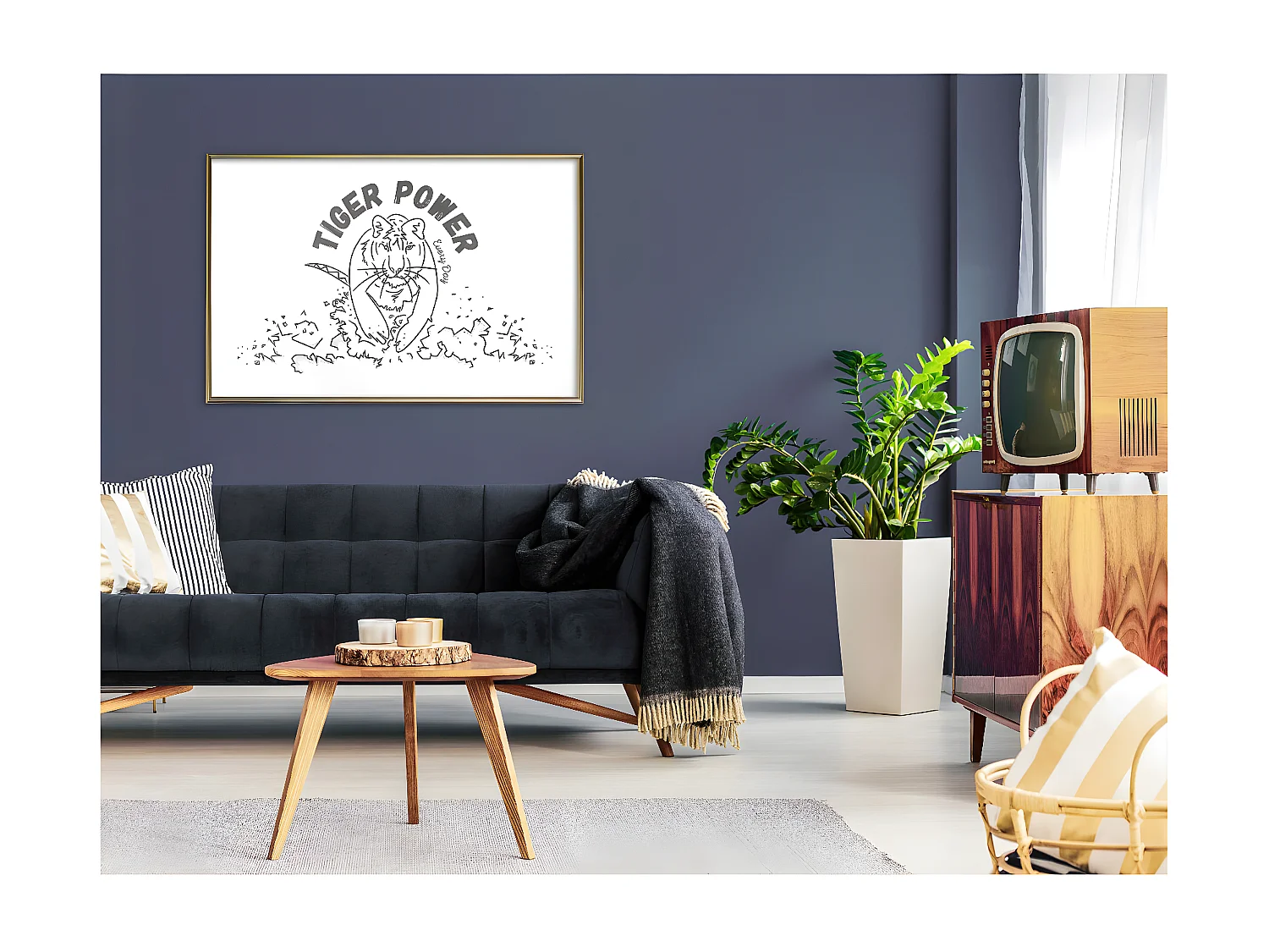 Affiche Murale Encadrée "Inner Tiger" 90 x 60 cm Or