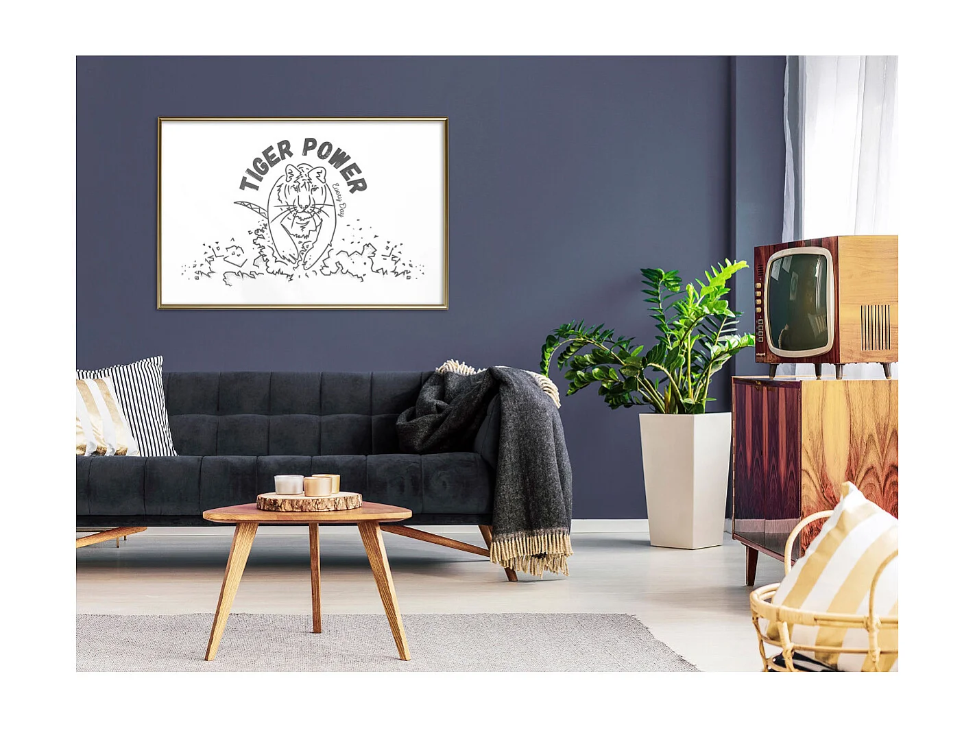 Affiche Murale Encadrée "Inner Tiger" 90 x 60 cm Or