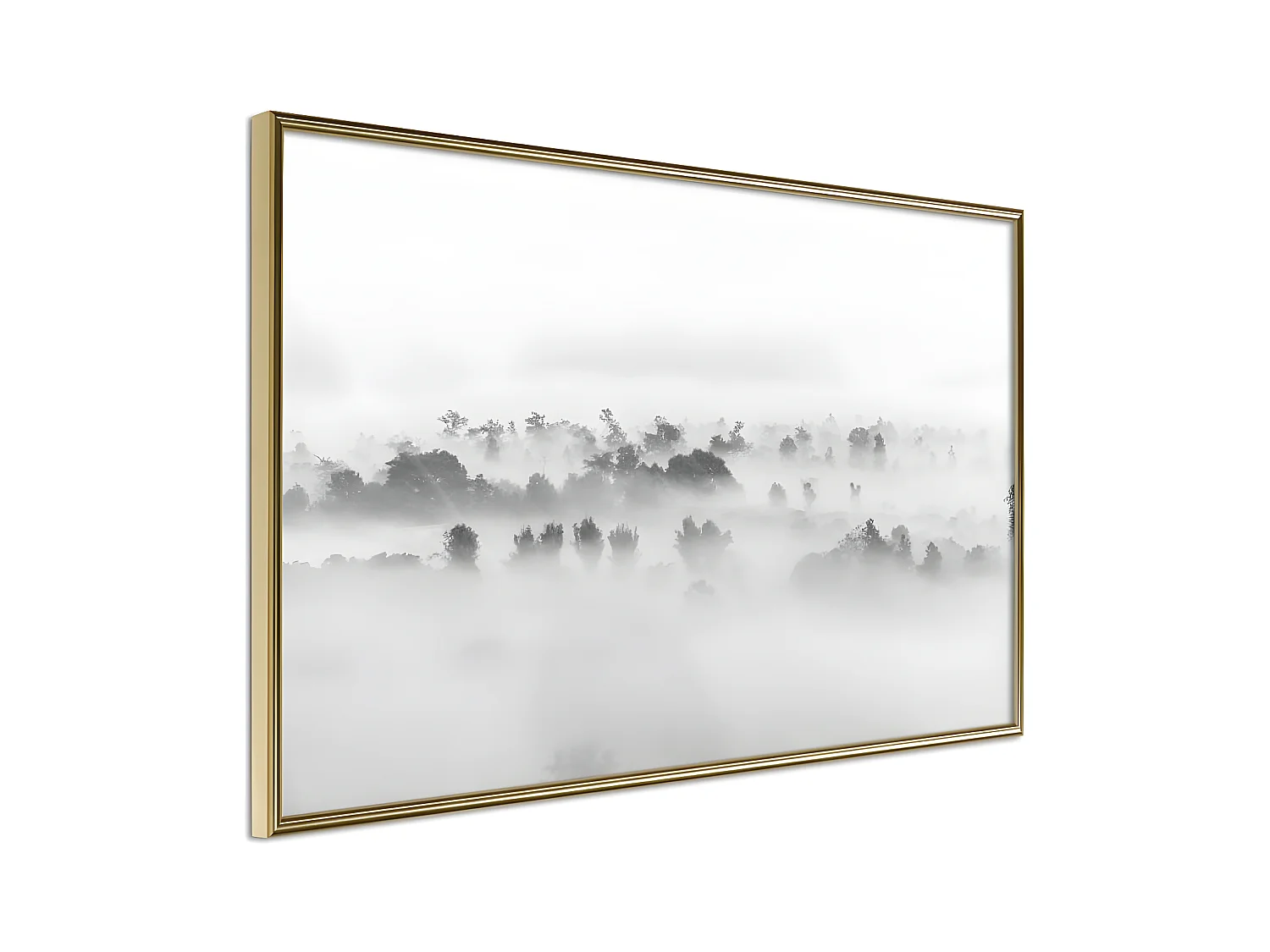 Affiche Murale Encadrée "Fog Over the Forest" 60 x 40 cm Or