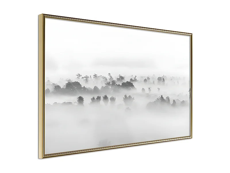 Affiche Murale Encadrée "Fog Over the Forest" 60 x 40 cm Or