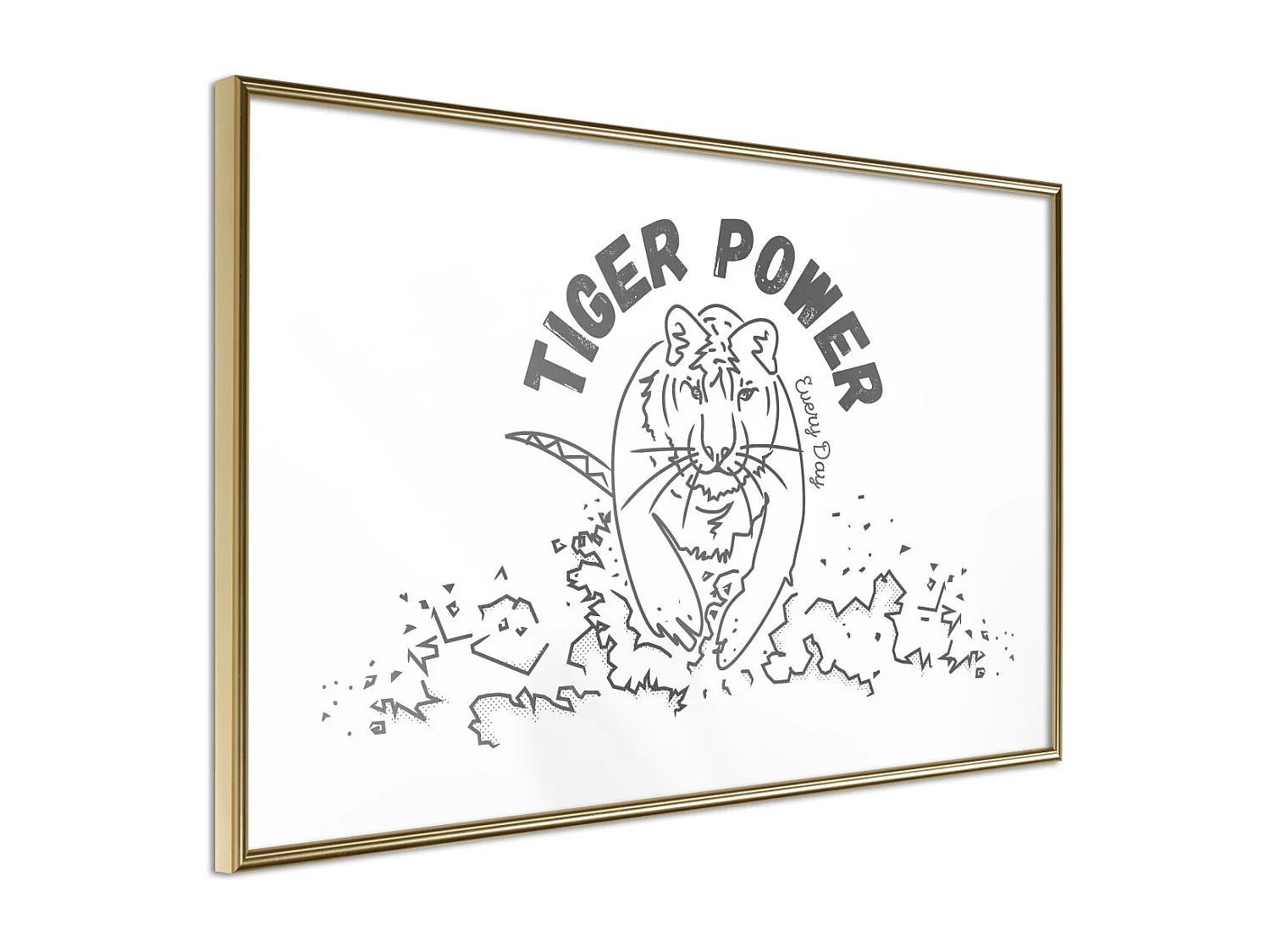 Affiche Murale Encadrée "Inner Tiger" 45 x 30 cm Or