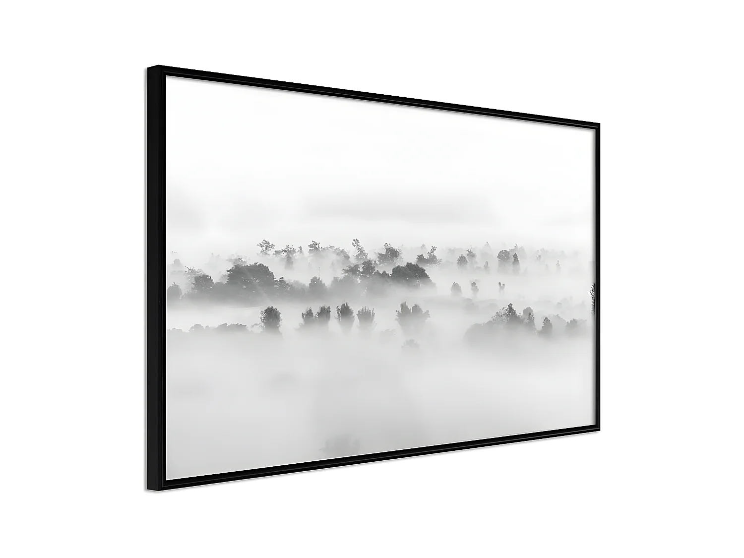 Affiche Murale Encadrée "Fog Over the Forest" 90 x 60 cm Noir