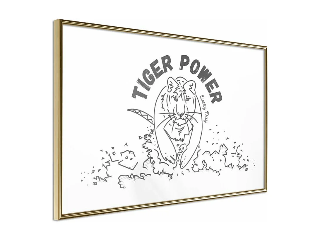 Affiche Murale Encadrée "Inner Tiger" 30 x 20 cm Or