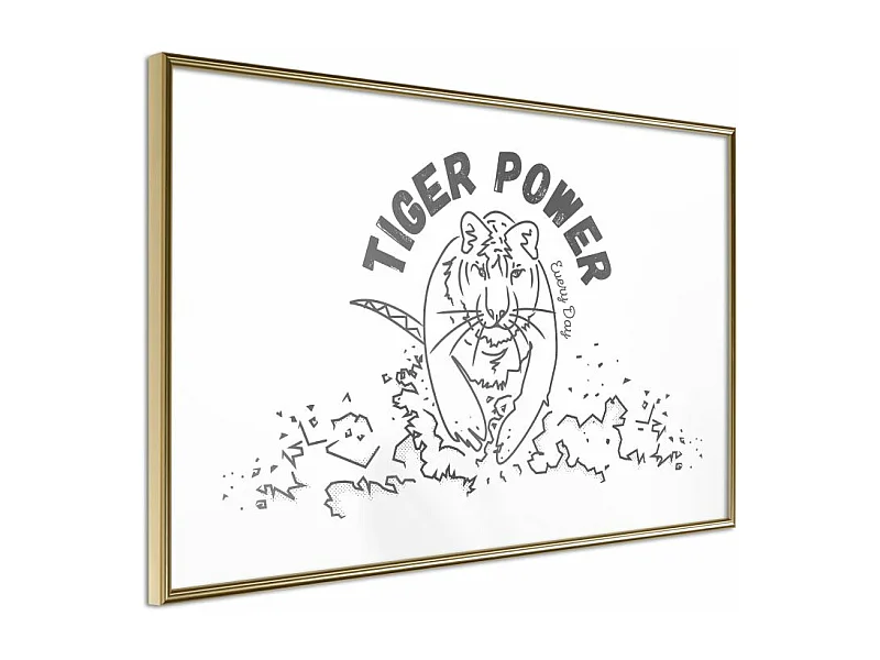 Affiche Murale Encadrée "Inner Tiger" 30 x 20 cm Or