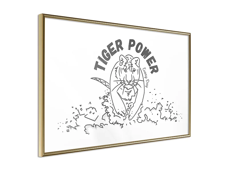 Affiche Murale Encadrée "Inner Tiger" 30 x 20 cm Or