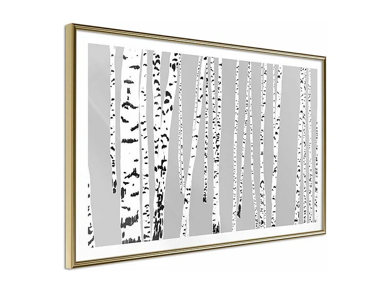 Affiche Murale Encadrée "Birch Wood " 90 x 60 cm Or