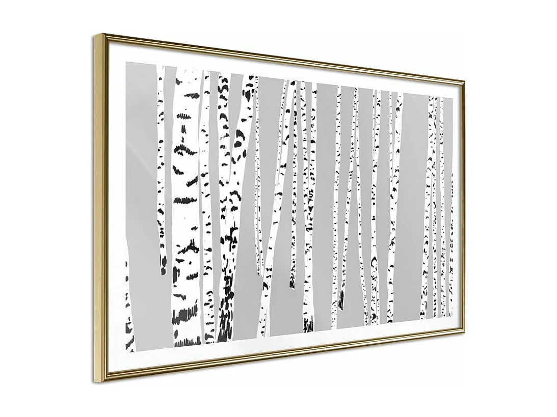 Affiche Murale Encadrée "Birch Wood " 90 x 60 cm Or