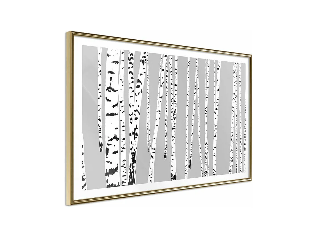 Affiche Murale Encadrée "Birch Wood " 90 x 60 cm Or
