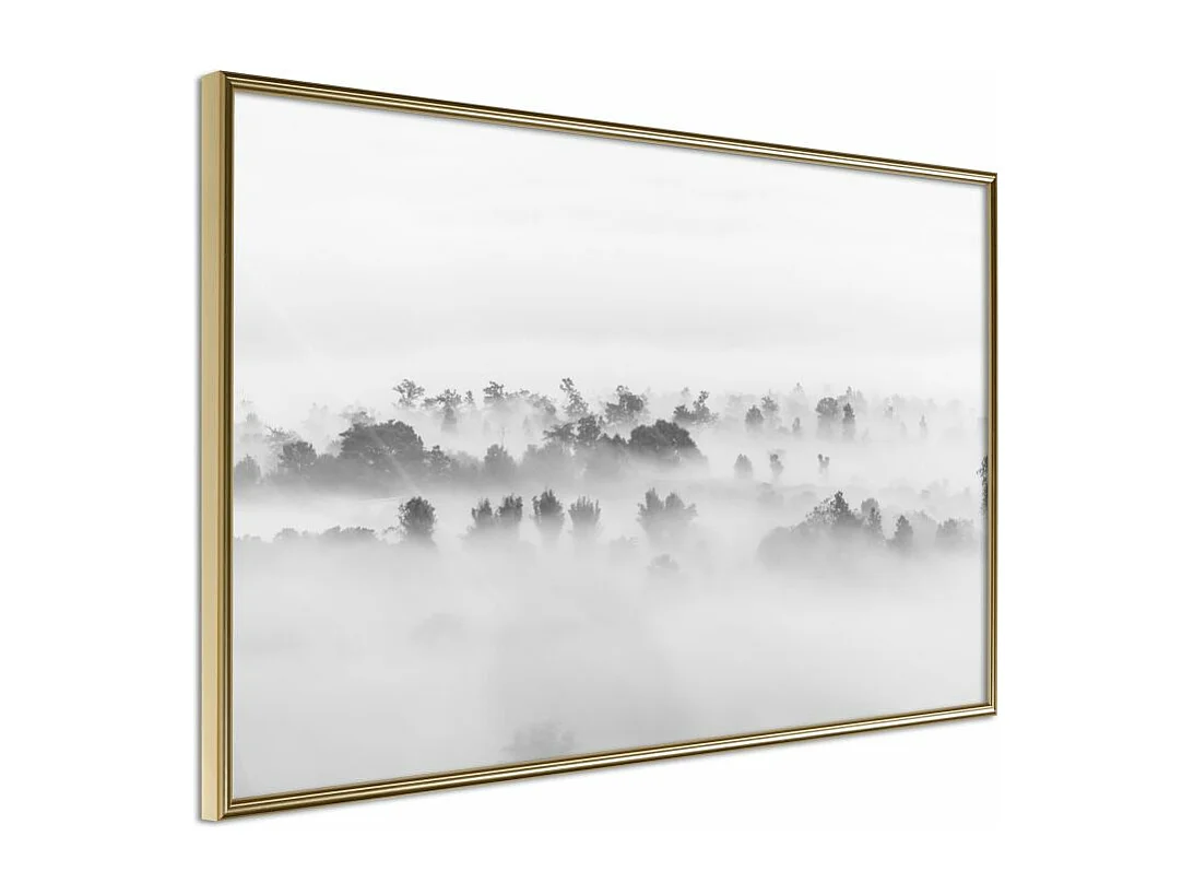 Affiche Murale Encadrée "Fog Over the Forest" 30 x 20 cm Or