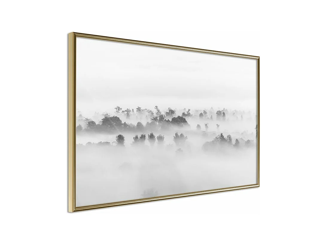 Affiche Murale Encadrée "Fog Over the Forest" 30 x 20 cm Or