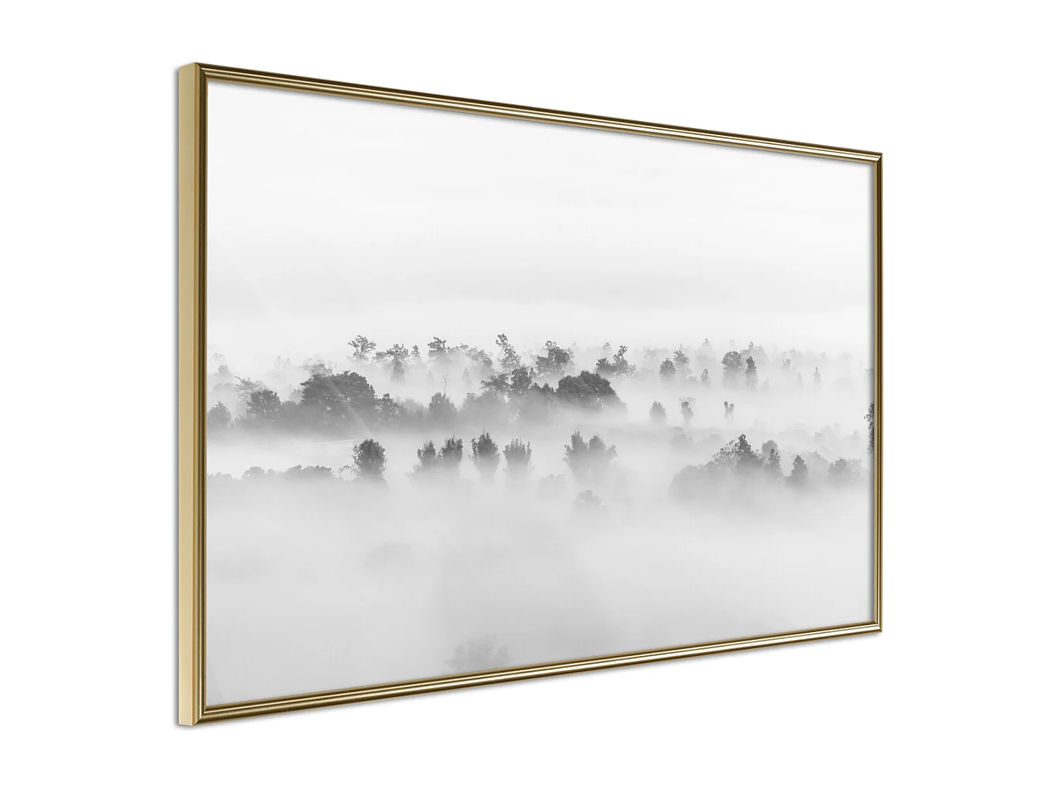Affiche Murale Encadrée "Fog Over the Forest" 30 x 20 cm Or
