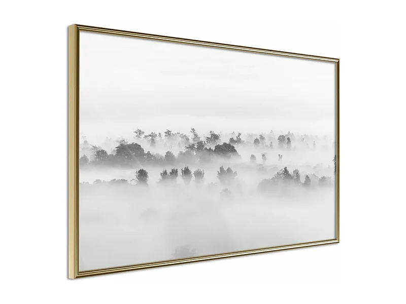 Affiche Murale Encadrée "Fog Over the Forest" 30 x 20 cm Or