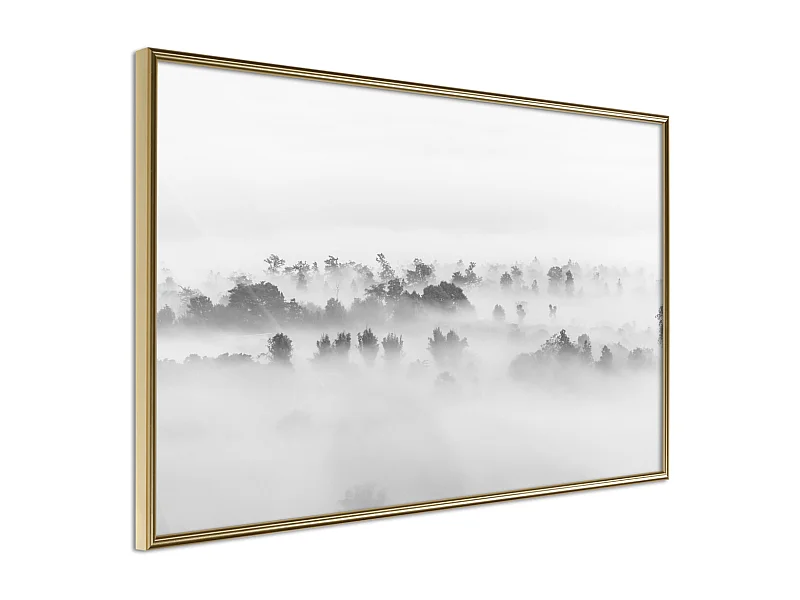 Affiche Murale Encadrée "Fog Over the Forest" 30 x 20 cm Or