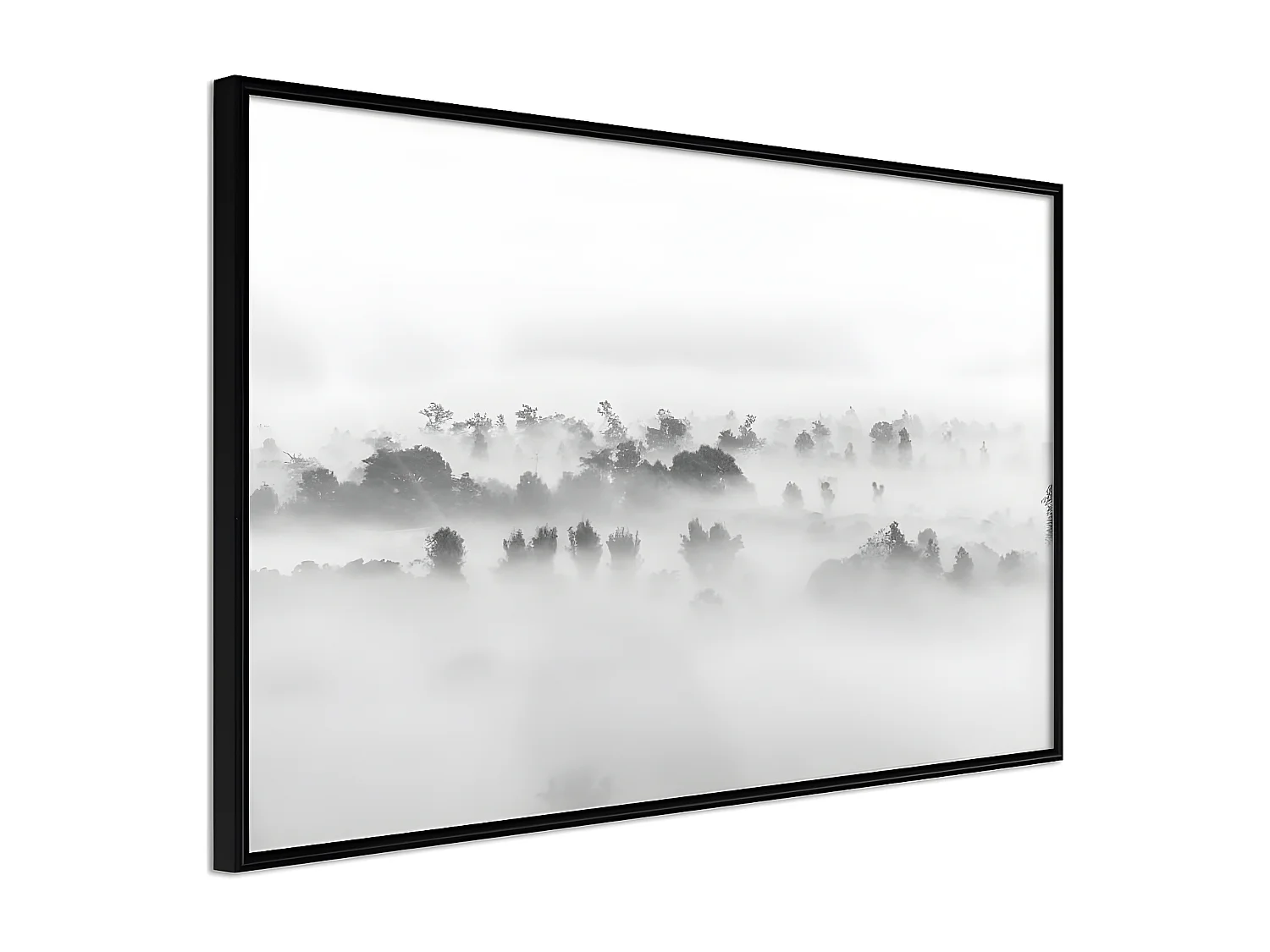 Affiche Murale Encadrée "Fog Over the Forest" 45 x 30 cm Noir