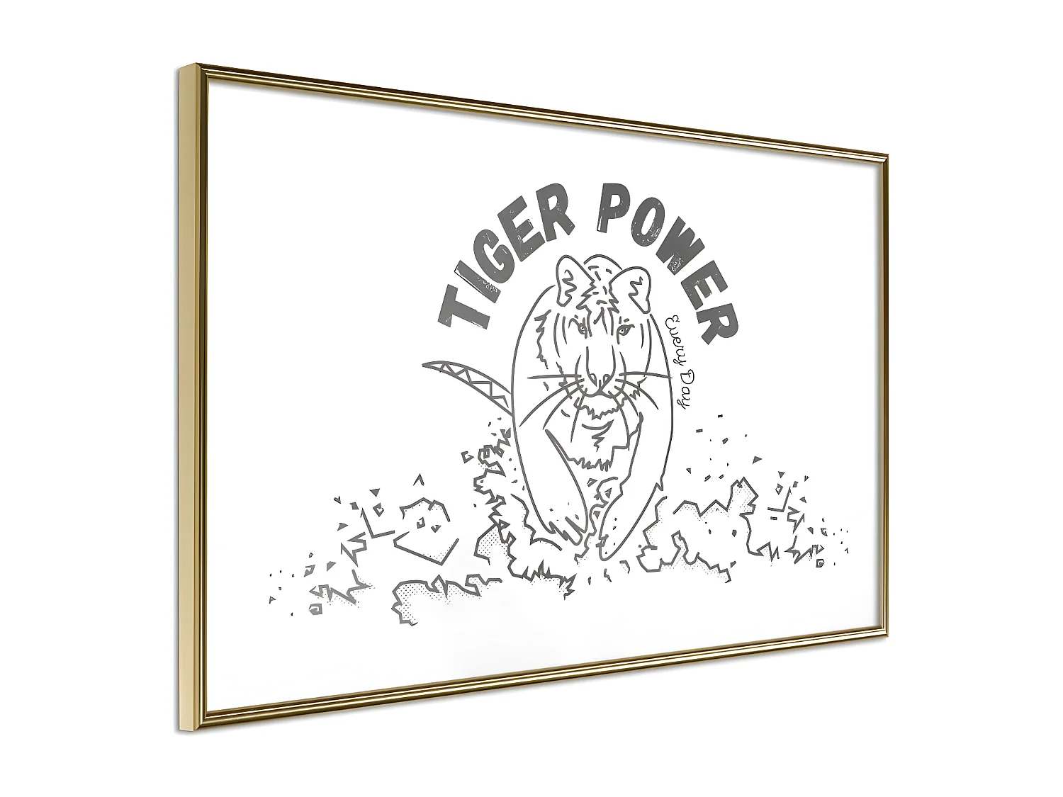 Affiche Murale Encadrée "Inner Tiger" 60 x 40 cm Or