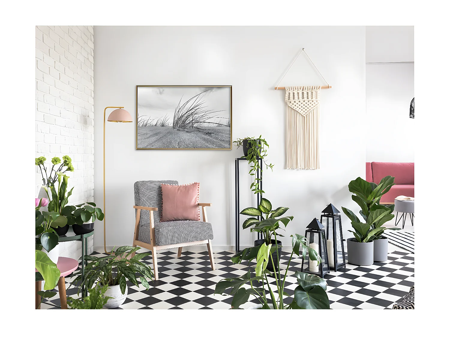 Affiche Murale Encadrée "Seaside Dunes" 90 x 60 cm Or