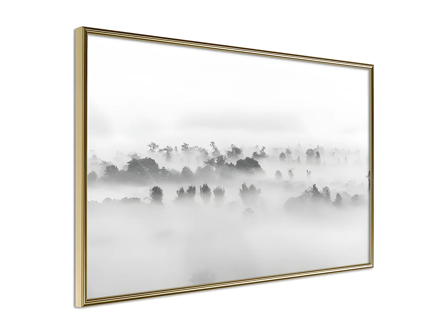 Affiche Murale Encadrée "Fog Over the Forest" 90 x 60 cm Or