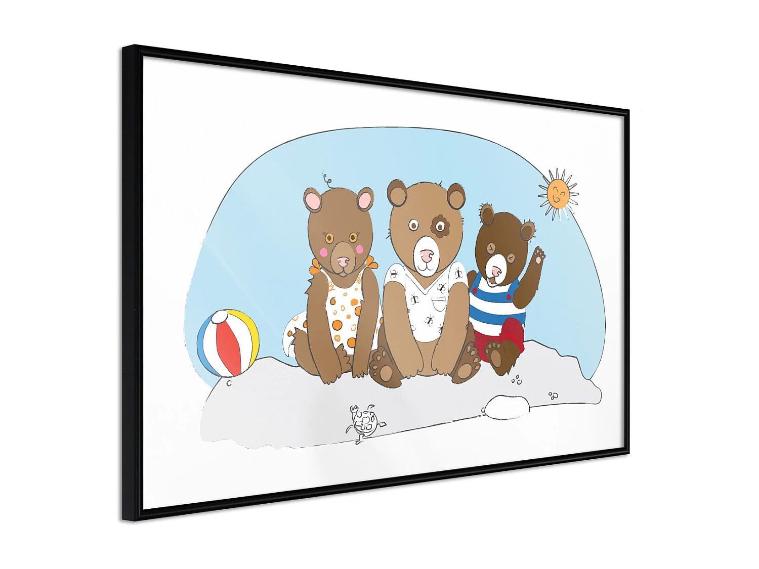 Affiche Murale Encadrée "Holidays at the Seaside" 30 x 20 cm Noir