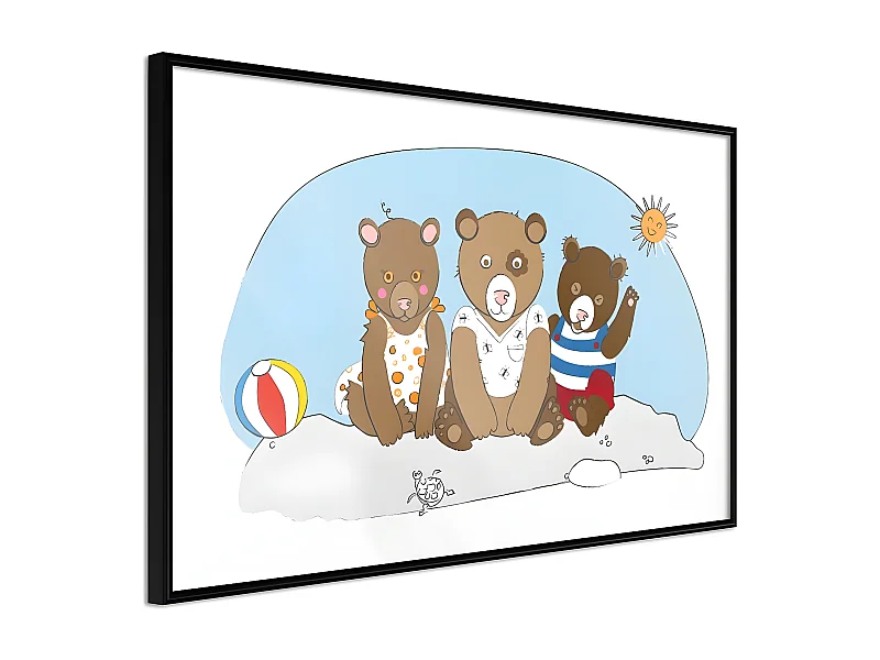 Affiche Murale Encadrée "Holidays at the Seaside" 30 x 20 cm Noir