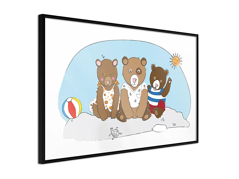 Affiche Murale Encadrée "Holidays at the Seaside" 30 x 20 cm Noir