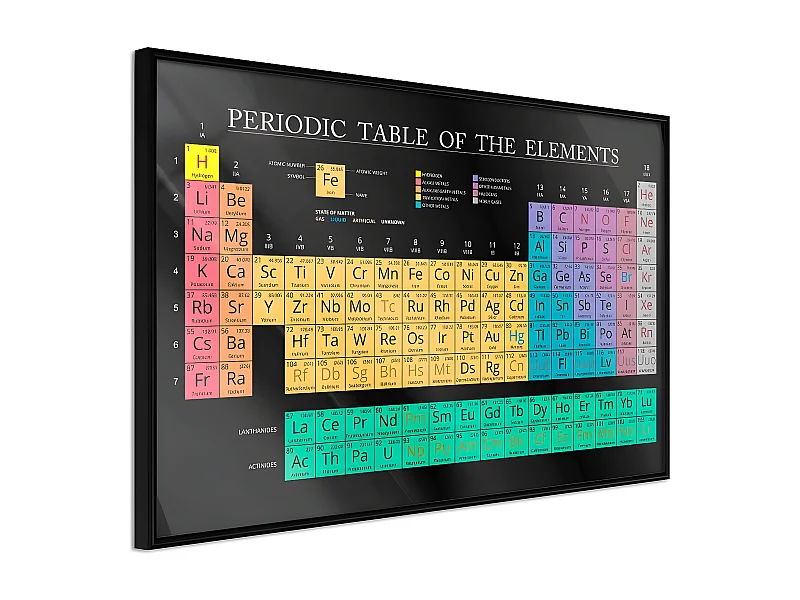 Affiche Murale Encadrée "Periodic Table of the Elements" 60 x 40 cm Noir
