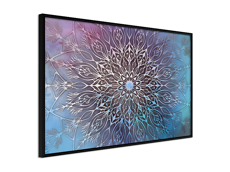 Affiche Murale Encadrée "Blue and Pink Mandala" 90 x 60 cm Noir