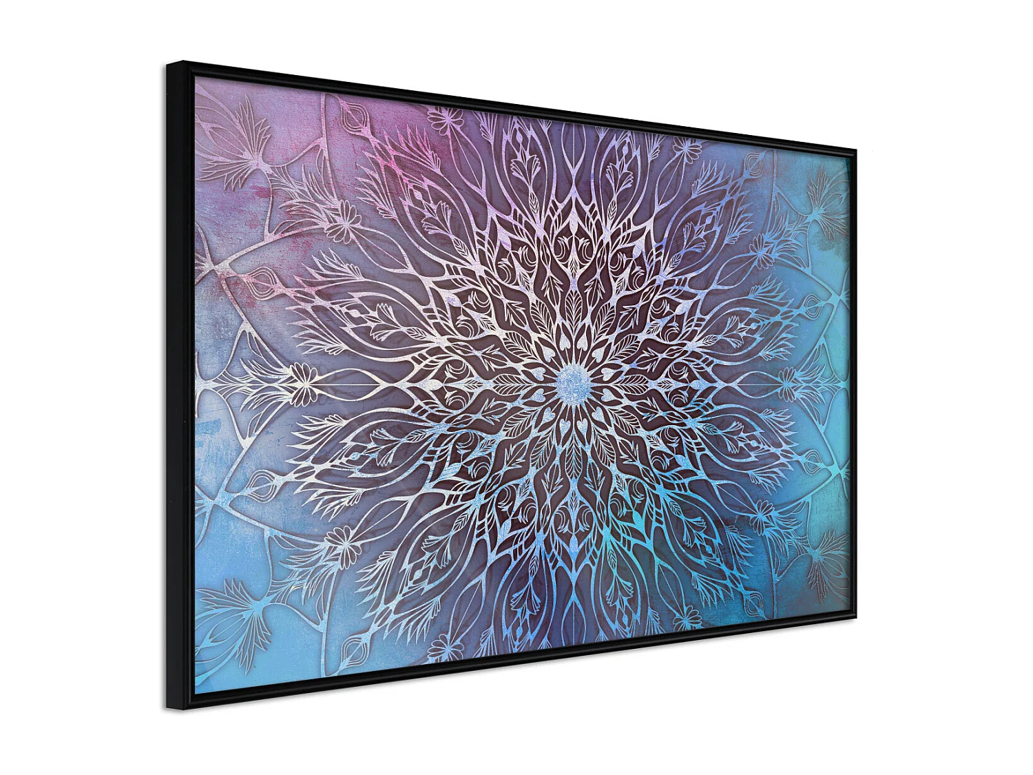 Affiche Murale Encadrée "Blue and Pink Mandala" 45 x 30 cm Noir