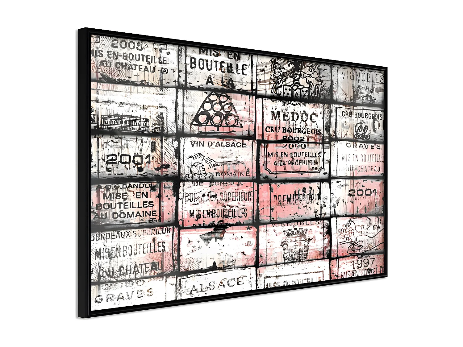Affiche Murale Encadrée "Wine History" 60 x 40 cm Noir
