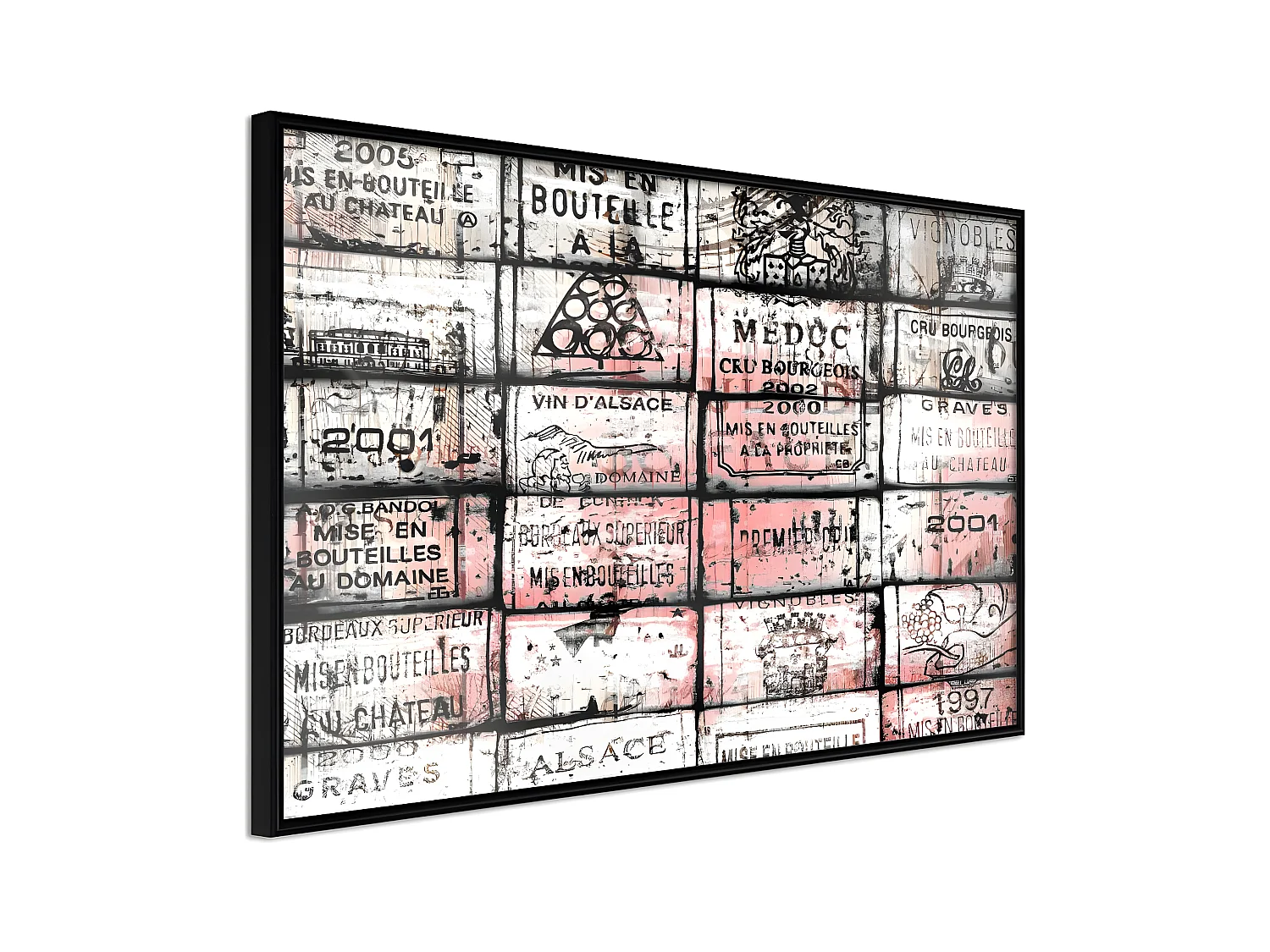 Affiche Murale Encadrée "Wine History" 60 x 40 cm Noir