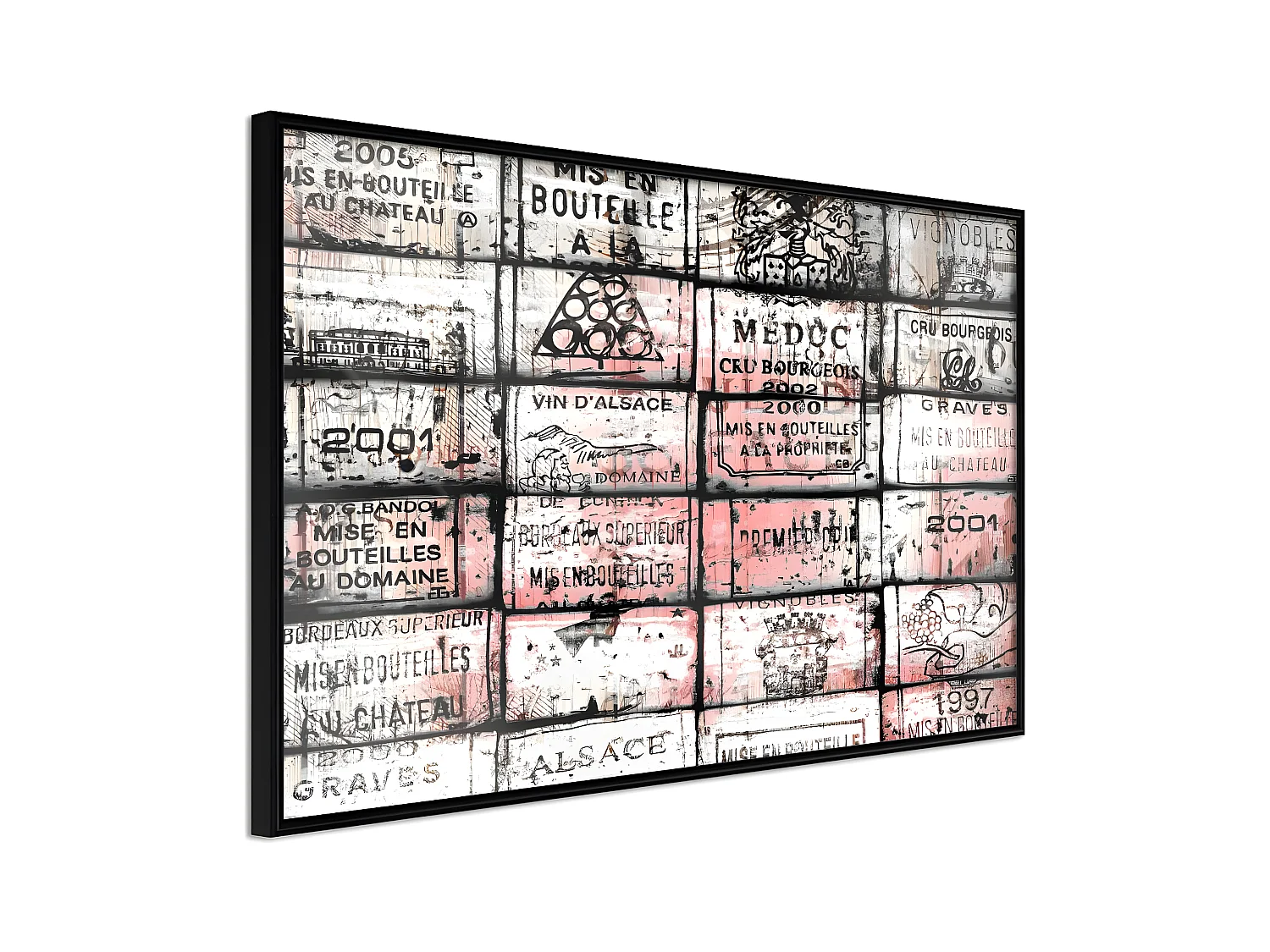 Affiche Murale Encadrée "Wine History" 45 x 30 cm Noir