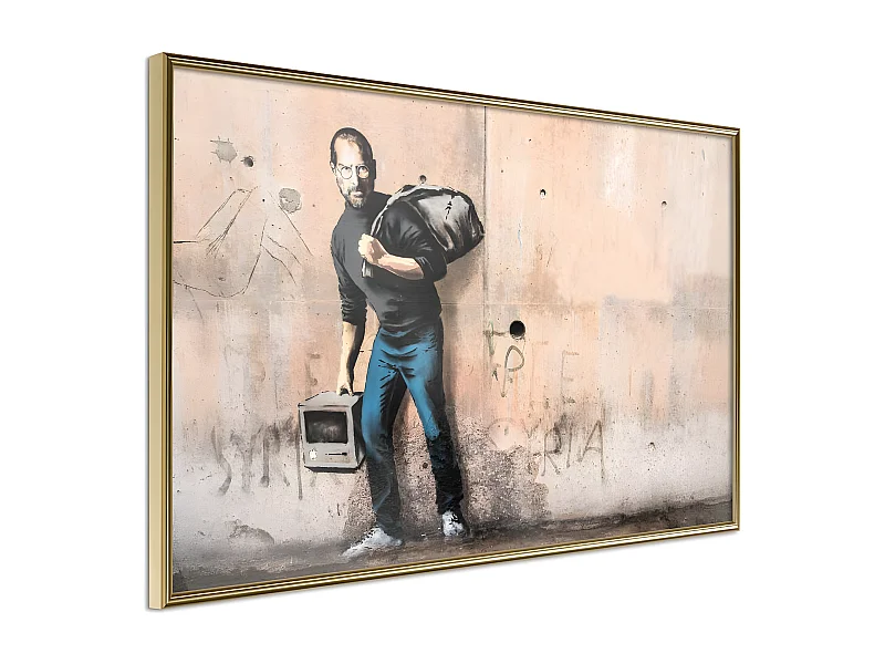 Affiche Murale Encadrée "Banksy The Son" 90 x 60 cm Or