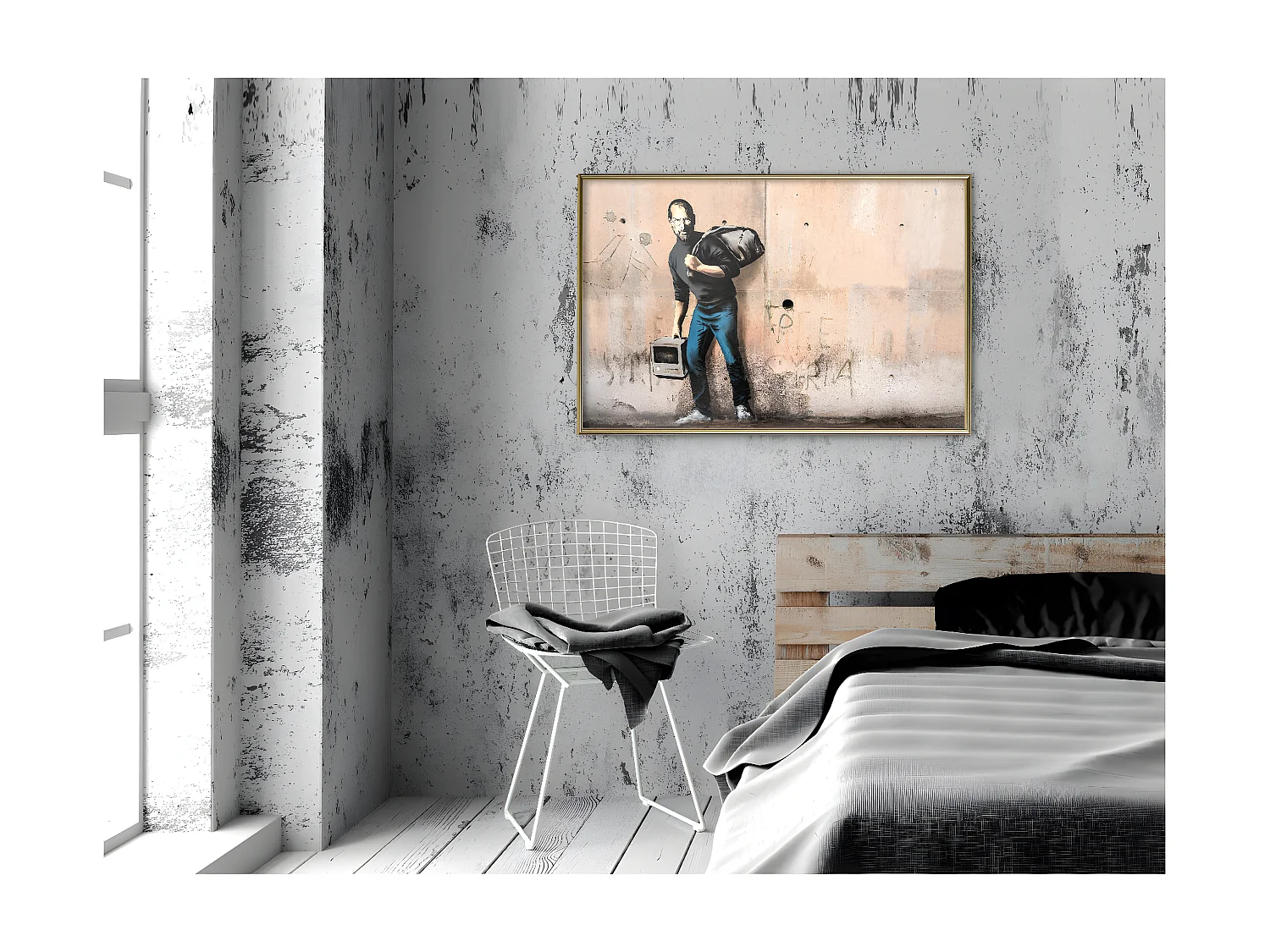 Affiche Murale Encadrée "Banksy The Son" 90 x 60 cm Or