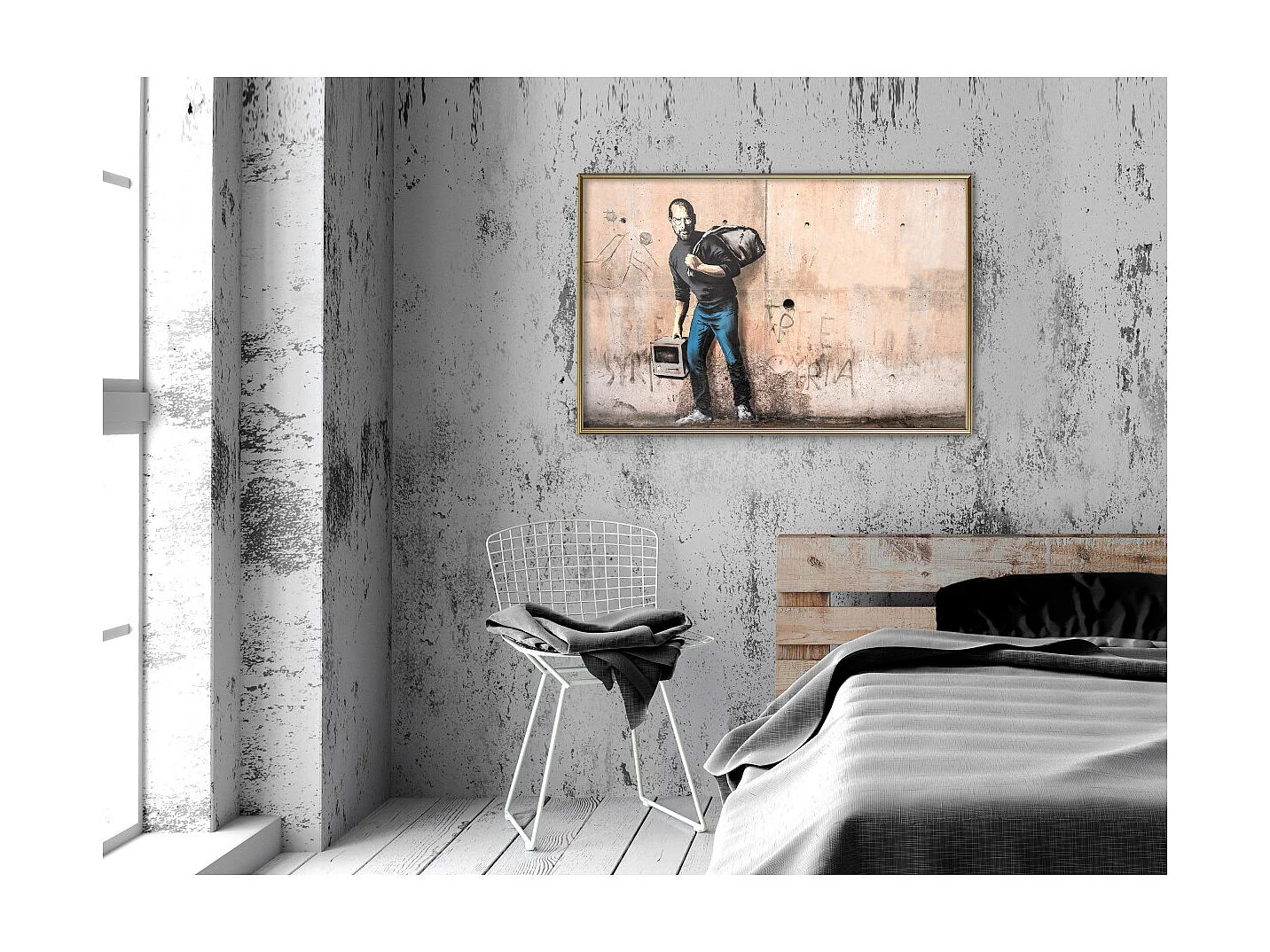 Affiche Murale Encadrée "Banksy The Son" 90 x 60 cm Or