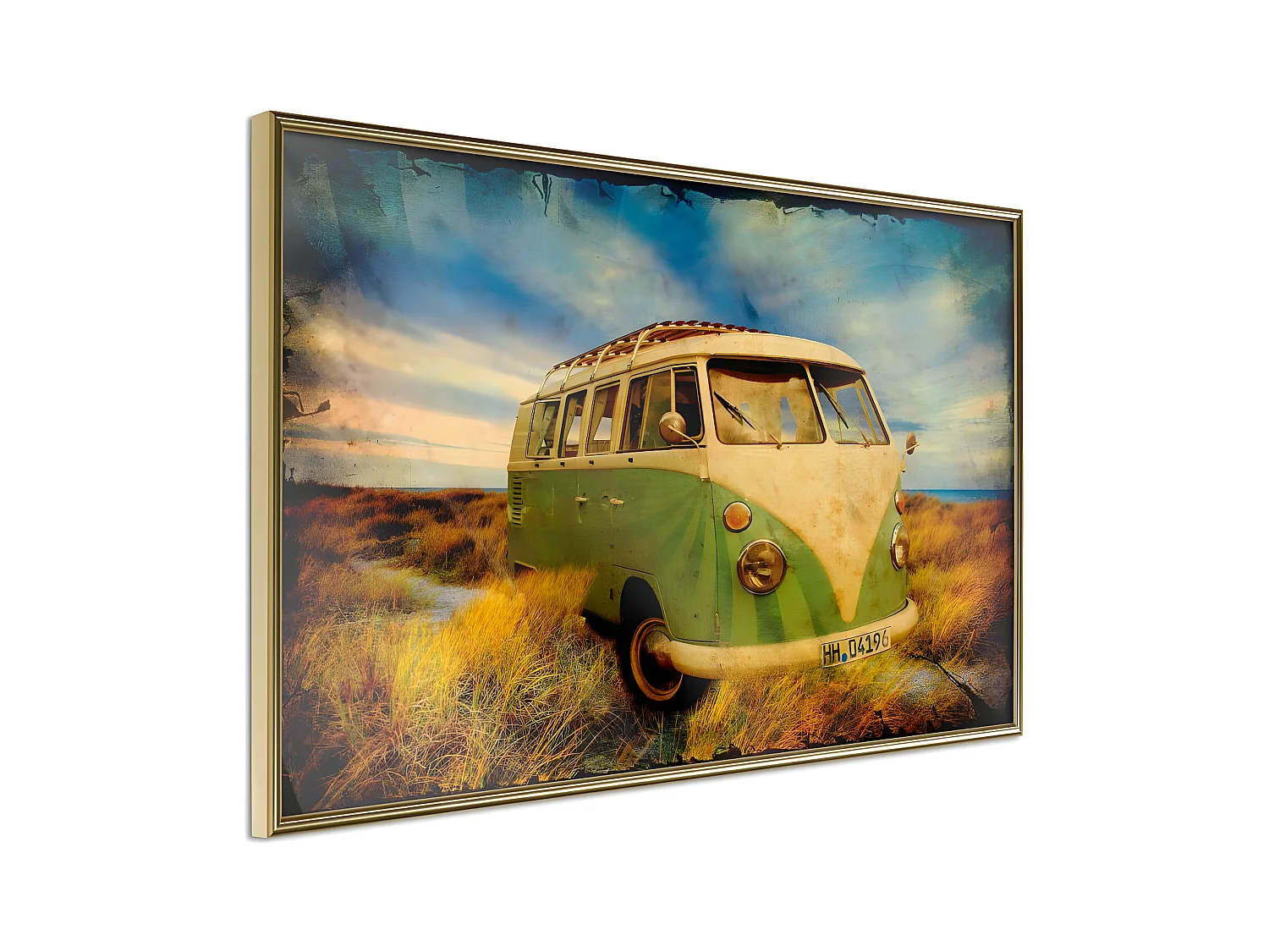 Affiche Murale Encadrée "Hippie Van I" 45 x 30 cm Or