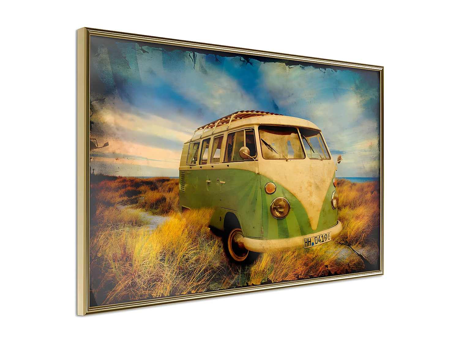 Affiche Murale Encadrée "Hippie Van I" 45 x 30 cm Or