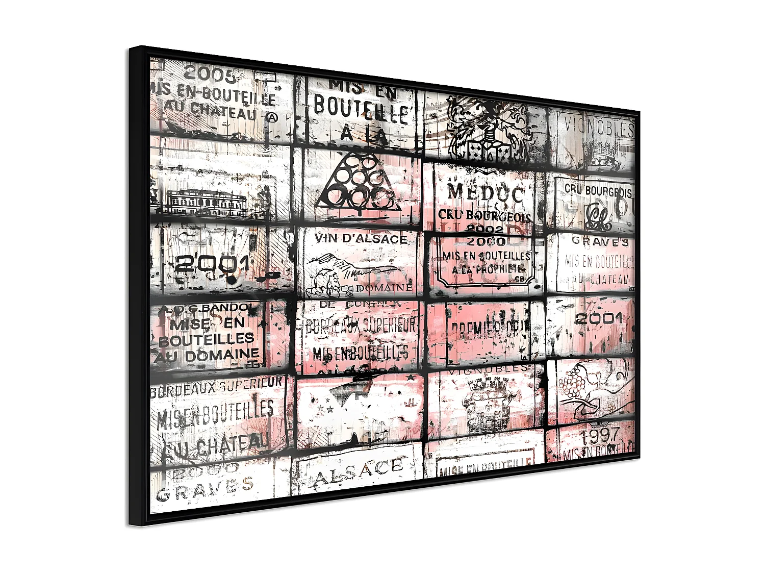 Affiche Murale Encadrée "Wine History" 30 x 20 cm Noir