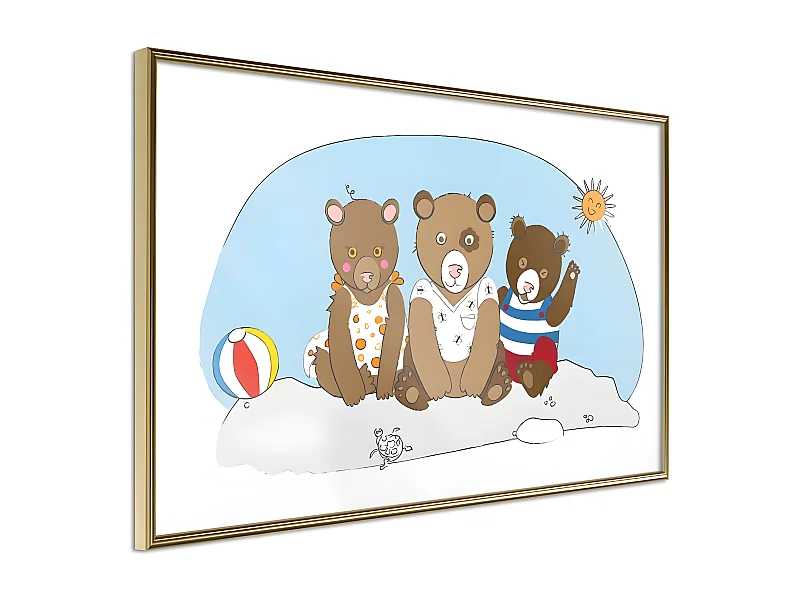 Affiche Murale Encadrée "Holidays at the Seaside" 60 x 40 cm Or