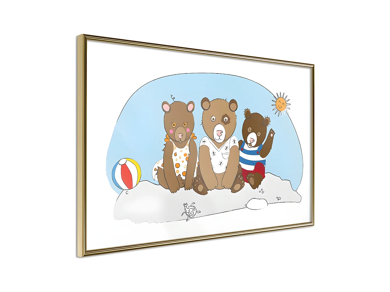 Affiche Murale Encadrée "Holidays at the Seaside" 60 x 40 cm Or