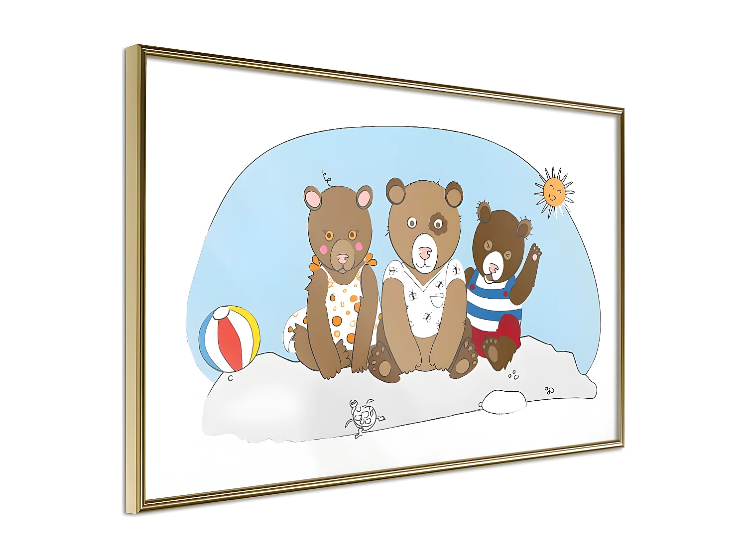 Affiche Murale Encadrée "Holidays at the Seaside" 60 x 40 cm Or