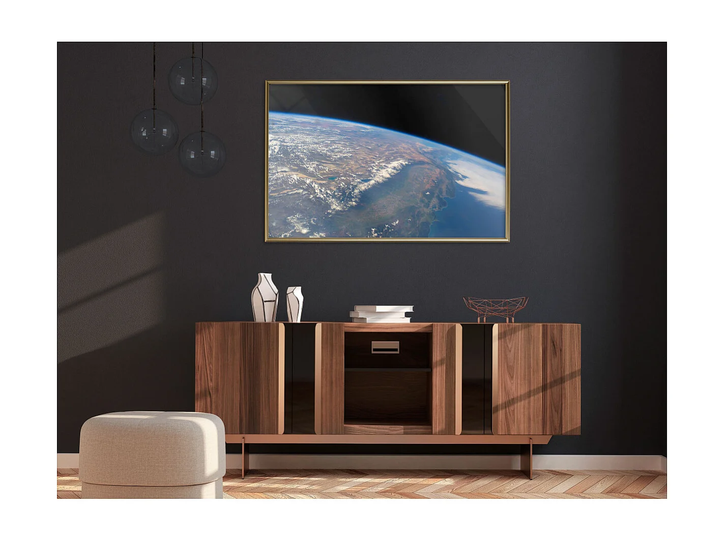 Affiche Murale Encadrée "Curve of the Earth" 90 x 60 cm Or