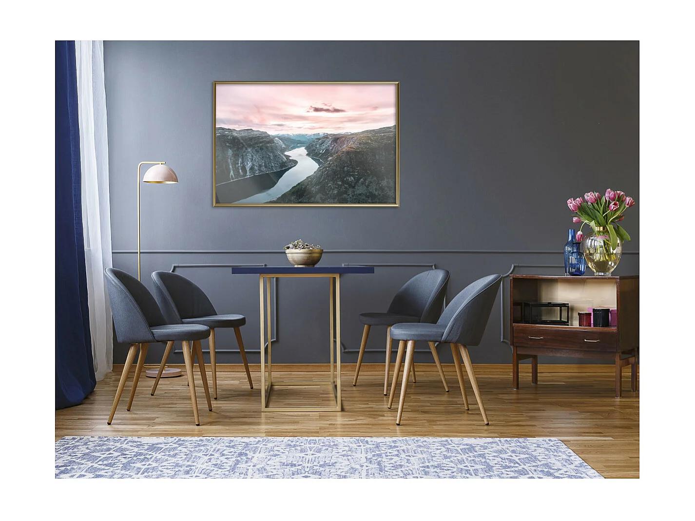 Affiche Murale Encadrée "Stunning View" 90 x 60 cm Or