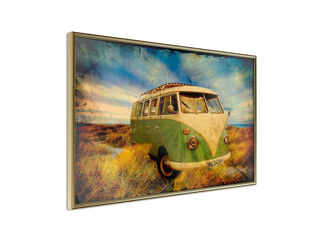Affiche Murale Encadrée "Hippie Van I" 30 x 20 cm Or