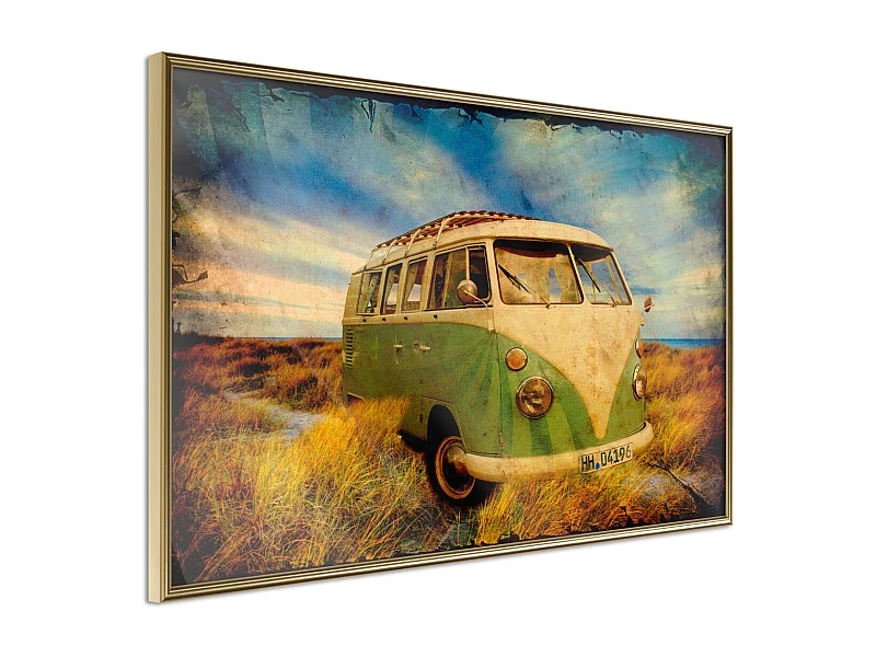 Affiche Murale Encadrée "Hippie Van I" 30 x 20 cm Or