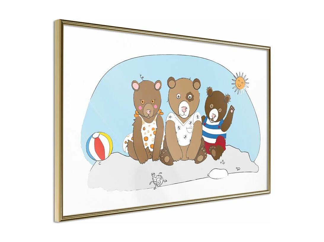 Affiche Murale Encadrée "Holidays at the Seaside" 45 x 30 cm Or